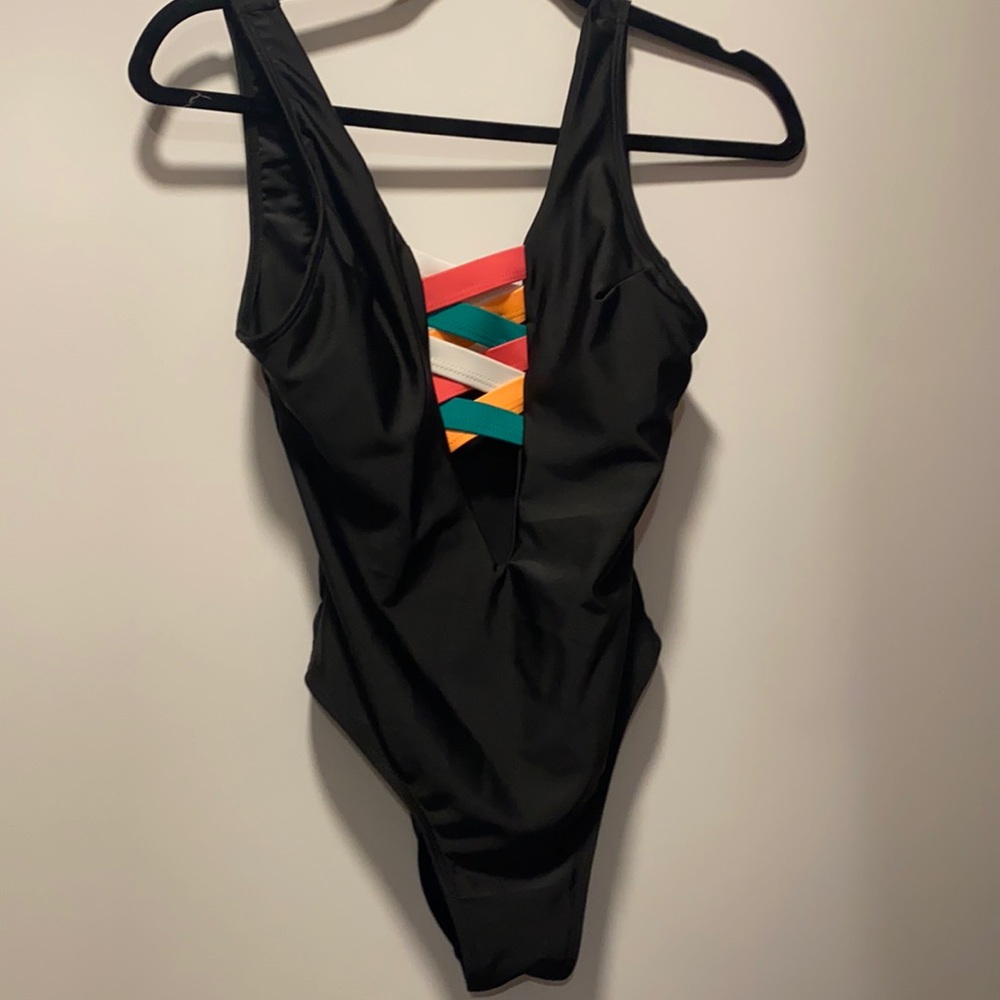 Black one piece swimsuit, NEVER WORN